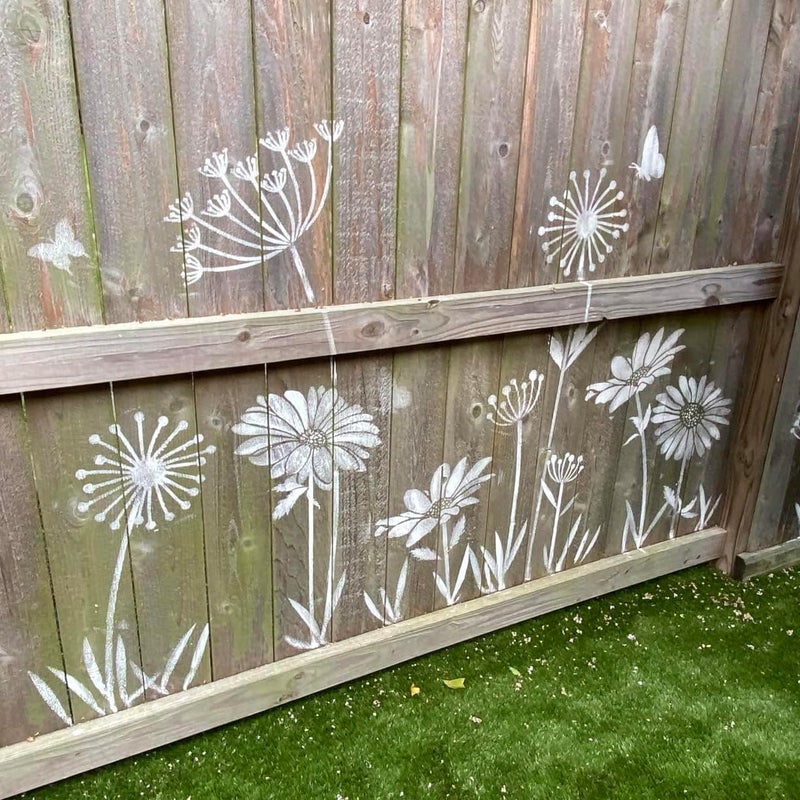 SUNVERSE Large Flower Stencils for Fence Dandelion Stencil Floral Stencils for Outside Wood Fence Walls Furniture Fabrics - Image 4